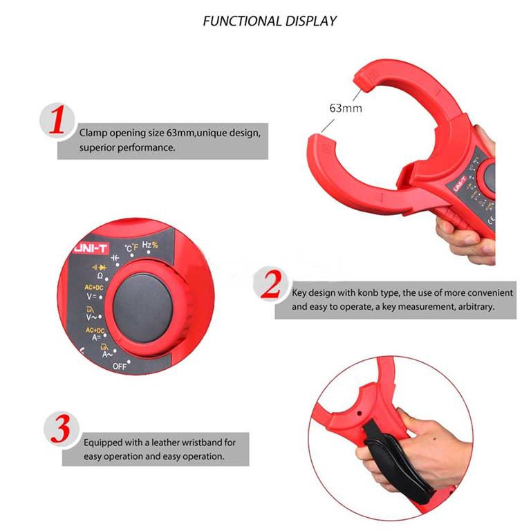 کلمپ آمپرمتر انبری 2000 آمپر دیجیتال AC/DC یونیتی UNI-T UT221 