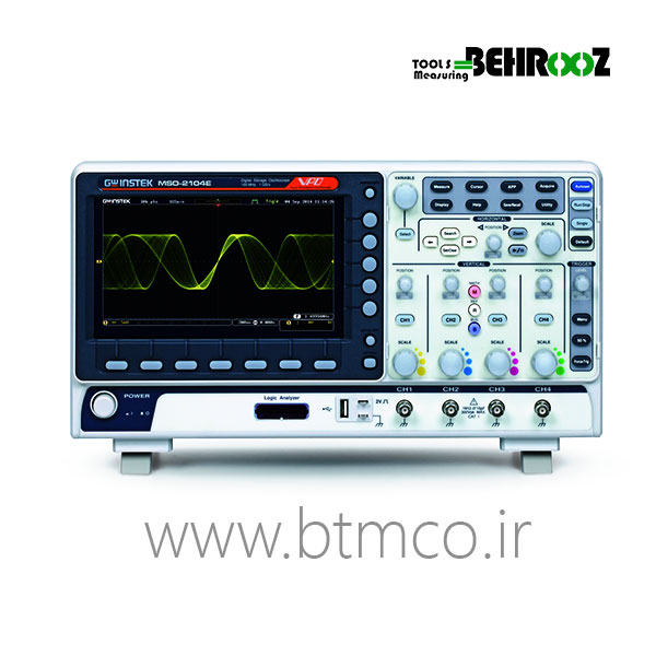 اسيلوسكوپ 100 مگاهرتز 4كانال ديجيتال حافظه دار GW instek MSO-2104E